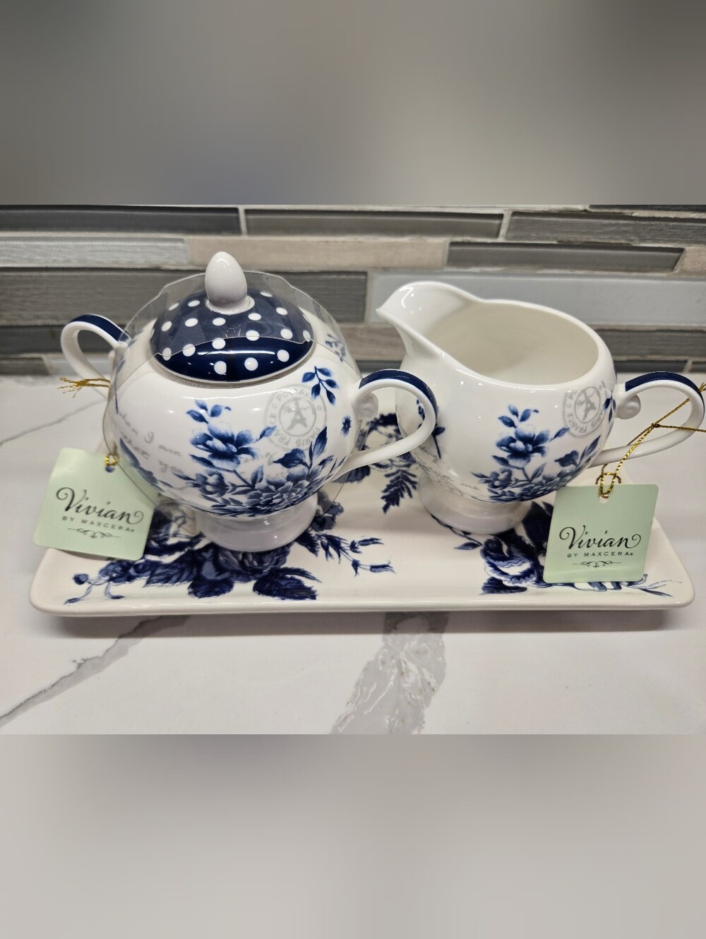 Vivian by Maxcera porcelain cream and sugar set